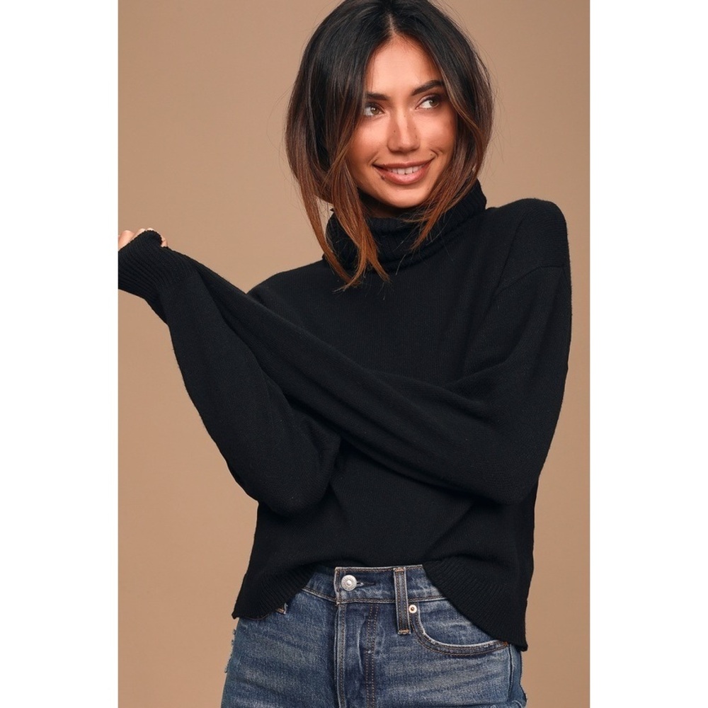 Lulus Amazing Memories Black Cowl Neck Sweater - Size M